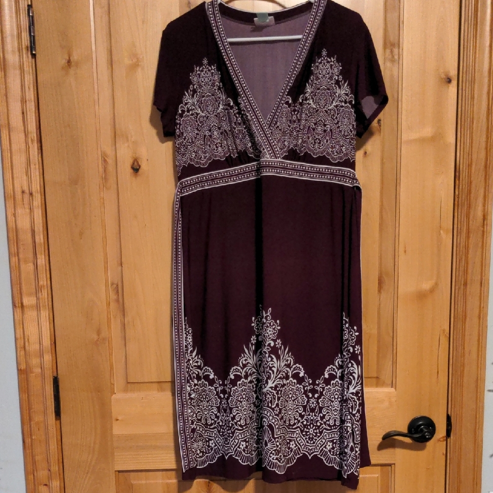Purple and White Short Sleeve Dress
